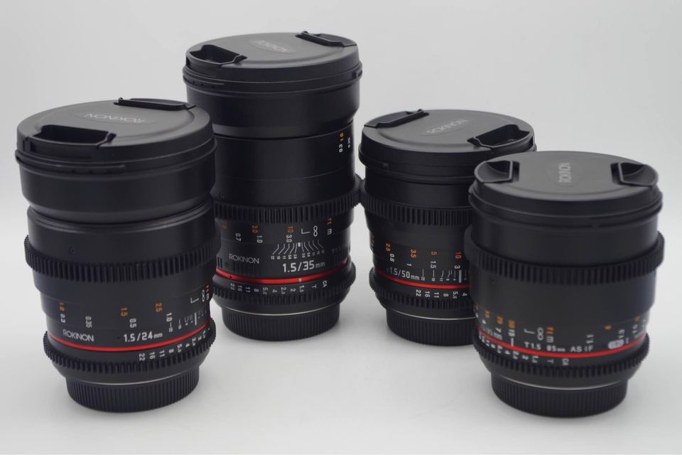 Kit de 4 lentes rokinon cine 24,35,50,85 1.5 para Canon