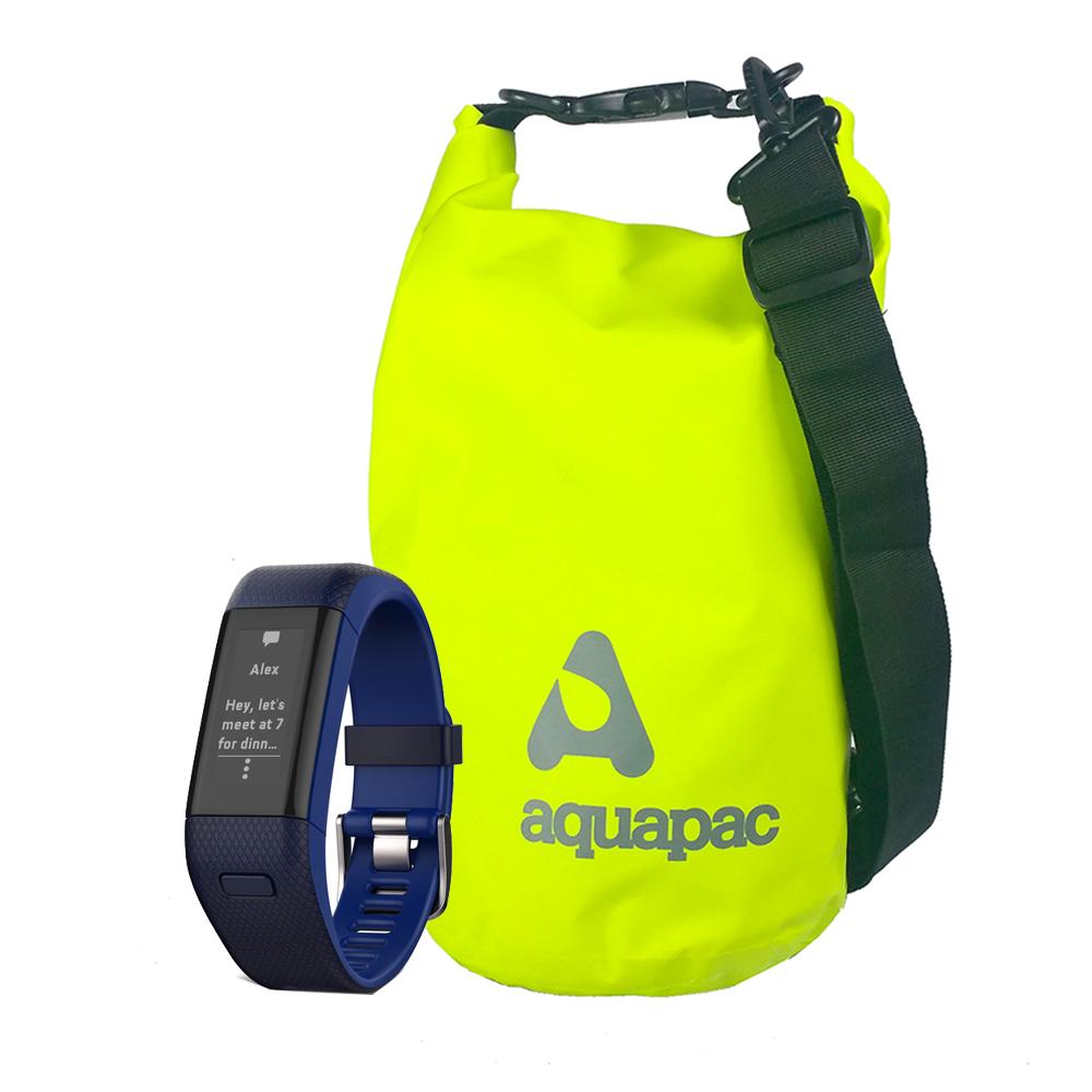 Mochila Reloj Garmin VivoSmart, con Medidor de Ritmo Cardiaco + Bolsa Protectora Aquapac Trailproof 7L